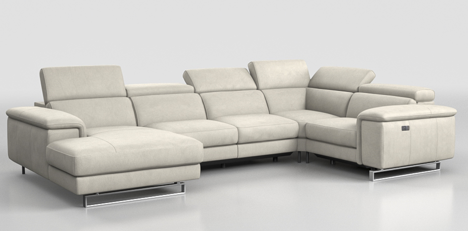 Delebio - maxi corner sofa with 1 electric recliner - right peninsula